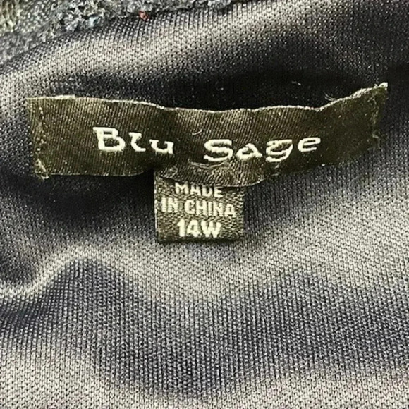 Blu Sage Navy Blue Lace Overlay Dress Size 14W Wedding Cocktail Party - Picture 5 of 11